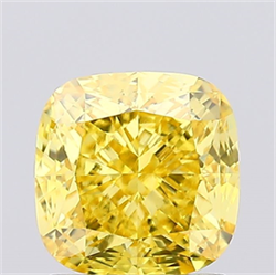 Picture of Lab Created Diamond 1.45 Carats, SQUARE CUSHION with  Cut, Fancy Vivid Yellow Color, VS1 Clarity and Certified by IGI