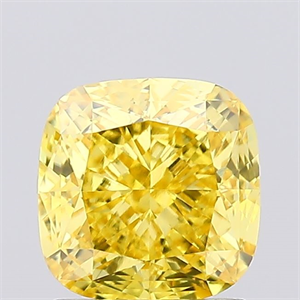 Picture of Lab Created Diamond 1.45 Carats, SQUARE CUSHION with  Cut, Fancy Vivid Yellow Color, VS1 Clarity and Certified by IGI