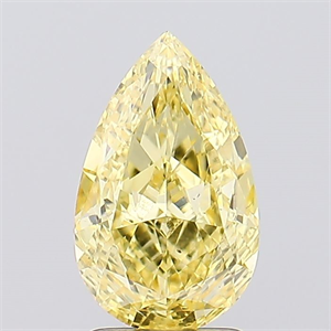 Picture of Lab Created Diamond 2.23 Carats, Pear with  Cut, Fancy Vivid Yellow Color, VS1 Clarity and Certified by IGI