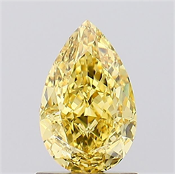 Picture of Lab Created Diamond 1.21 Carats, Pear with  Cut, Fancy Vivid Yellow Color, VS1 Clarity and Certified by IGI