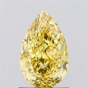 Picture of Lab Created Diamond 1.21 Carats, Pear with  Cut, Fancy Vivid Yellow Color, VS1 Clarity and Certified by IGI