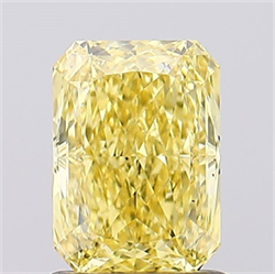 Picture of Lab Created Diamond 1.22 Carats, Radiant with  Cut, Fancy Vivid Yellow Color, VS1 Clarity and Certified by IGI