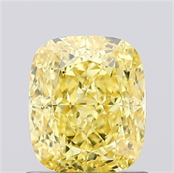 Picture of Lab Created Diamond 1.09 Carats, Cushion with  Cut, Fancy Vivid Yellow Color, VS1 Clarity and Certified by IGI