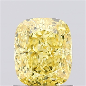 Picture of Lab Created Diamond 1.09 Carats, Cushion with  Cut, Fancy Vivid Yellow Color, VS1 Clarity and Certified by IGI