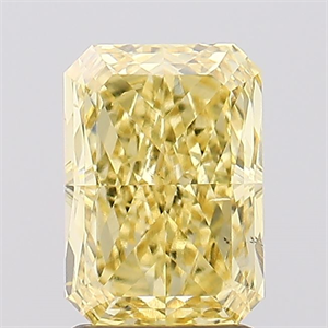Picture of Lab Created Diamond 2.03 Carats, Radiant with  Cut, Fancy Vivid Yellow Color, VS2 Clarity and Certified by IGI