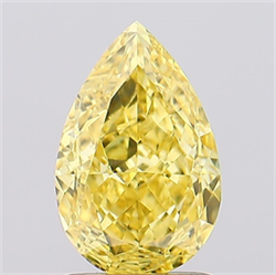 Picture of Lab Created Diamond 1.59 Carats, Pear with  Cut, Fancy Vivid Yellow Color, VVS2 Clarity and Certified by IGI