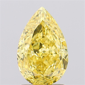 Picture of Lab Created Diamond 1.59 Carats, Pear with  Cut, Fancy Vivid Yellow Color, VVS2 Clarity and Certified by IGI