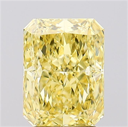 Picture of Lab Created Diamond 2.63 Carats, Radiant with  Cut, Fancy Vivid Yellow Color, VS2 Clarity and Certified by IGI