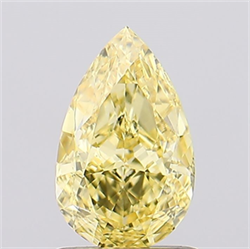 Picture of Lab Created Diamond 1.20 Carats, Pear with  Cut, Fancy Vivid Yellow Color, VVS2 Clarity and Certified by IGI