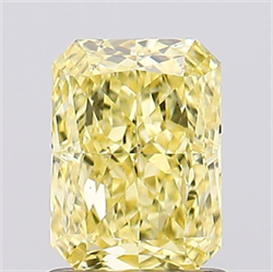 Picture of Lab Created Diamond 1.20 Carats, Radiant with  Cut, Fancy Vivid Yellow Color, VS2 Clarity and Certified by IGI