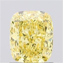 Picture of Lab Created Diamond 1.24 Carats, Cushion with  Cut, Fancy Vivid Yellow Color, VS1 Clarity and Certified by IGI