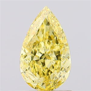 Picture of Lab Created Diamond 1.05 Carats, Pear with  Cut, Fancy Vivid Yellow Color, VS2 Clarity and Certified by IGI