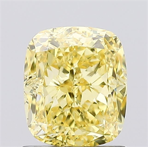 Picture of Lab Created Diamond 1.26 Carats, Cushion with  Cut, Fancy Vivid Yellow Color, VS2 Clarity and Certified by IGI