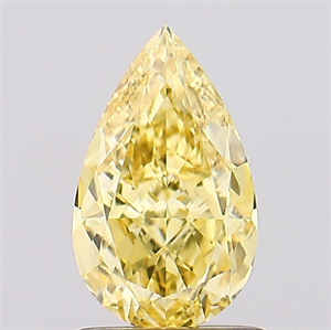 Picture of Lab Created Diamond 1.24 Carats, Pear with  Cut, Fancy Vivid Yellow Color, VVS2 Clarity and Certified by IGI