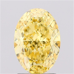 Picture of Lab Created Diamond 2.03 Carats, Oval with  Cut, Fancy Vivid Yellow Color, VS1 Clarity and Certified by IGI