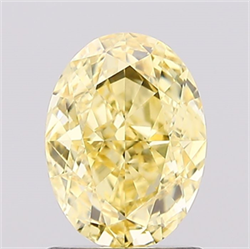 Picture of Lab Created Diamond 1.23 Carats, Oval with  Cut, Fancy Intense Yellow Color, VS1 Clarity and Certified by IGI