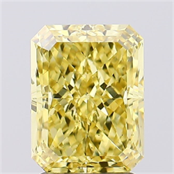 Picture of Lab Created Diamond 2.51 Carats, Radiant with  Cut, Fancy Vivid Yellow Color, VS1 Clarity and Certified by IGI