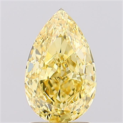 Picture of Lab Created Diamond 2.05 Carats, Pear with  Cut, Fancy Vivid Yellow Color, VS1 Clarity and Certified by IGI