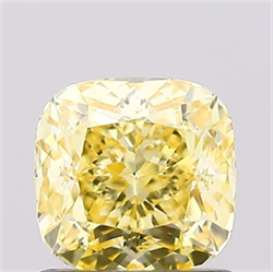 Picture of Lab Created Diamond 1.02 Carats, SQUARE CUSHION with  Cut, Fancy Intense Yellow Color, VS1 Clarity and Certified by IGI
