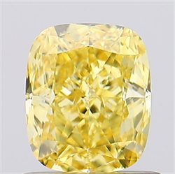 Picture of Lab Created Diamond 1.06 Carats, Cushion with  Cut, Fancy Vivid Yellow Color, VS1 Clarity and Certified by IGI