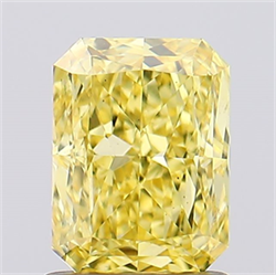 Picture of Lab Created Diamond 1.42 Carats, Radiant with  Cut, Fancy Vivid Yellow Color, VS2 Clarity and Certified by IGI