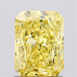 Picture of Lab Created Diamond 1.42 Carats, Radiant with  Cut, Fancy Vivid Yellow Color, VS2 Clarity and Certified by IGI