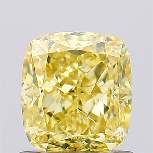 Picture of Lab Created Diamond 1.05 Carats, Cushion with  Cut, Fancy Intense Yellow Color, VS1 Clarity and Certified by IGI