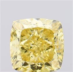 Picture of Lab Created Diamond 2.13 Carats, SQUARE CUSHION with  Cut, Fancy Intense Yellow Color, VS2 Clarity and Certified by IGI