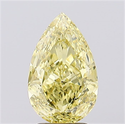 Picture of Lab Created Diamond 3.16 Carats, Pear with  Cut, Fancy Intense Yellow Color, VS2 Clarity and Certified by IGI