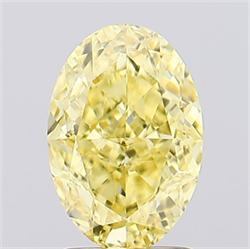Picture of Lab Created Diamond 2.29 Carats, Oval with  Cut, Fancy Intense Yellow Color, VS2 Clarity and Certified by IGI