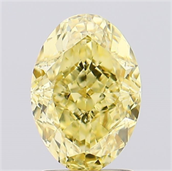 Picture of Lab Created Diamond 2.27 Carats, Oval with  Cut, Fancy Vivid Yellow Color, VVS2 Clarity and Certified by IGI