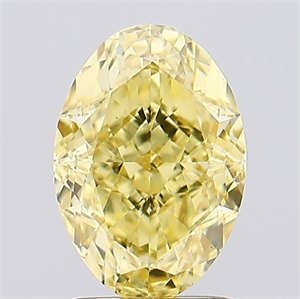 Picture of Lab Created Diamond 2.27 Carats, Oval with  Cut, Fancy Vivid Yellow Color, VVS2 Clarity and Certified by IGI