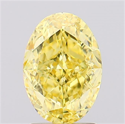 Picture of Lab Created Diamond 2.24 Carats, Oval with  Cut, Fancy Vivid Yellow Color, VS2 Clarity and Certified by IGI