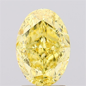 Picture of Lab Created Diamond 2.24 Carats, Oval with  Cut, Fancy Vivid Yellow Color, VS2 Clarity and Certified by IGI