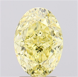 Picture of Lab Created Diamond 2.61 Carats, Oval with  Cut, Fancy Intense Yellow Color, VS1 Clarity and Certified by IGI