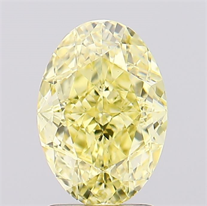 Picture of Lab Created Diamond 2.61 Carats, Oval with  Cut, Fancy Intense Yellow Color, VS1 Clarity and Certified by IGI