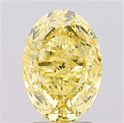 Picture of Lab Created Diamond 2.58 Carats, Oval with  Cut, Fancy Vivid Yellow Color, VS2 Clarity and Certified by IGI