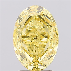 Picture of Lab Created Diamond 2.58 Carats, Oval with  Cut, Fancy Vivid Yellow Color, VS2 Clarity and Certified by IGI