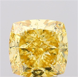 Picture of Lab Created Diamond 3.61 Carats, SQUARE CUSHION with  Cut, Fancy Vivid Yellow Color, VS2 Clarity and Certified by IGI