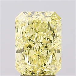 Picture of Lab Created Diamond 3.14 Carats, Radiant with  Cut, Fancy Intense Yellow Color, VVS2 Clarity and Certified by IGI