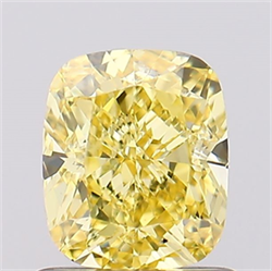 Picture of Lab Created Diamond 1.02 Carats, Cushion with  Cut, Fancy Vivid Yellow Color, VS1 Clarity and Certified by IGI
