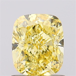 Picture of Lab Created Diamond 1.02 Carats, Cushion with  Cut, Fancy Vivid Yellow Color, VS1 Clarity and Certified by IGI