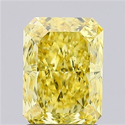 Picture of Lab Created Diamond 1.50 Carats, Radiant with  Cut, Fancy Vivid Yellow Color, VS2 Clarity and Certified by IGI