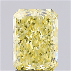Picture of Lab Created Diamond 1.59 Carats, Radiant with  Cut, Fancy Vivid Yellow Color, VS1 Clarity and Certified by IGI