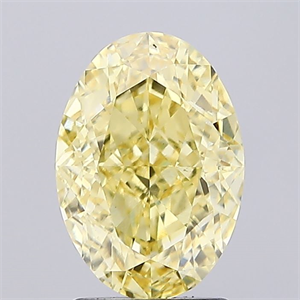 Picture of Lab Created Diamond 2.62 Carats, Oval with  Cut, Fancy Vivid Yellow Color, VS1 Clarity and Certified by IGI