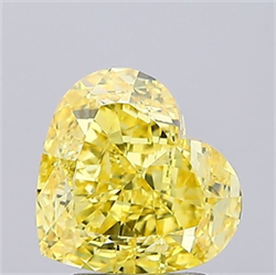 Picture of Lab Created Diamond 2.54 Carats, Heart with  Cut, Fancy Vivid Yellow Color, VVS2 Clarity and Certified by IGI