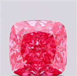 Picture of Lab Created Diamond 1.02 Carats, SQUARE CUSHION with  Cut, Fancy Vivid Pink Color, VS2 Clarity and Certified by IGI