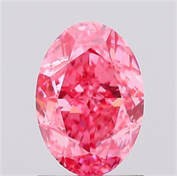 Picture of Lab Created Diamond 1.24 Carats, Oval with  Cut, Fancy Vivid Pink Color, VS1 Clarity and Certified by IGI