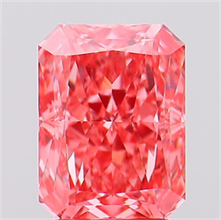 Picture of Lab Created Diamond 2.86 Carats, Radiant with  Cut, Fancy Vivid Pink Color, VS1 Clarity and Certified by IGI