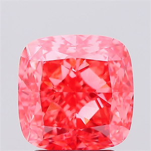 Picture of Lab Created Diamond 2.90 Carats, SQUARE CUSHION with  Cut, Fancy Vivid Pink Color, VS1 Clarity and Certified by IGI